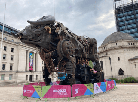 Brum’s giant Commonwealth bull now sits on Westside