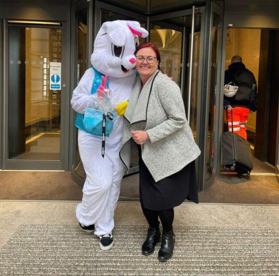 VIDEO: watch Westside BID’s Easter Bunny bring joy to businesses across the district