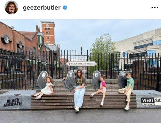 Grandchildren of rock star Geezer Butler pictured on Black Sabbath Bench