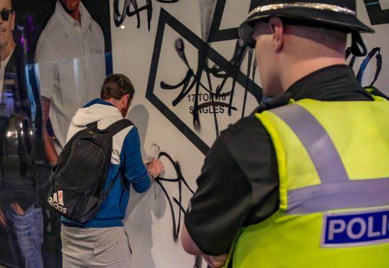 Graffiti tagger caught and made to clean up UB40 tribute wall on Broad Street